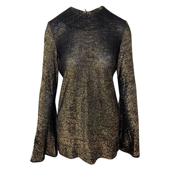 Ellery Vintage Tops - Pre Loved Ellery Vintage Glitter Bell Sleeve Top Women black T-Shirts